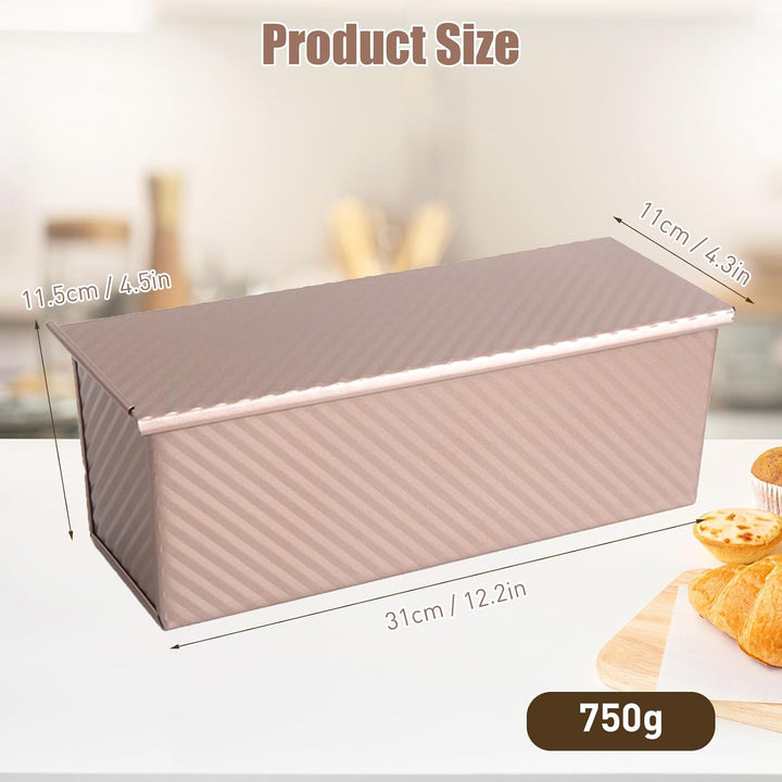 Toastbrot Backform mit Deckel 1000g, Brotbackform mit Deckel Antihaft Brotbackformen Kohlenstoffstah