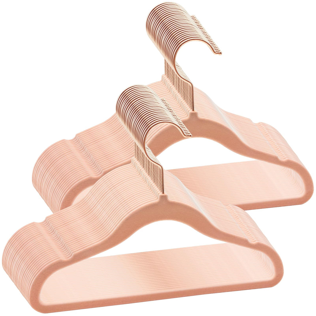 ABHENG 50 Stück Kinderkleiderbügel Samt, Samtbügel für Baby mit 360° Drehbarem Haken, rutschfeste un