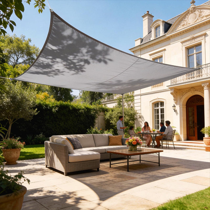 HAIKUS Sonnensegel Wasserdicht Rechteckig 4x4m Sonnenschutz Wasserabweisend Premium PES Polyester mi