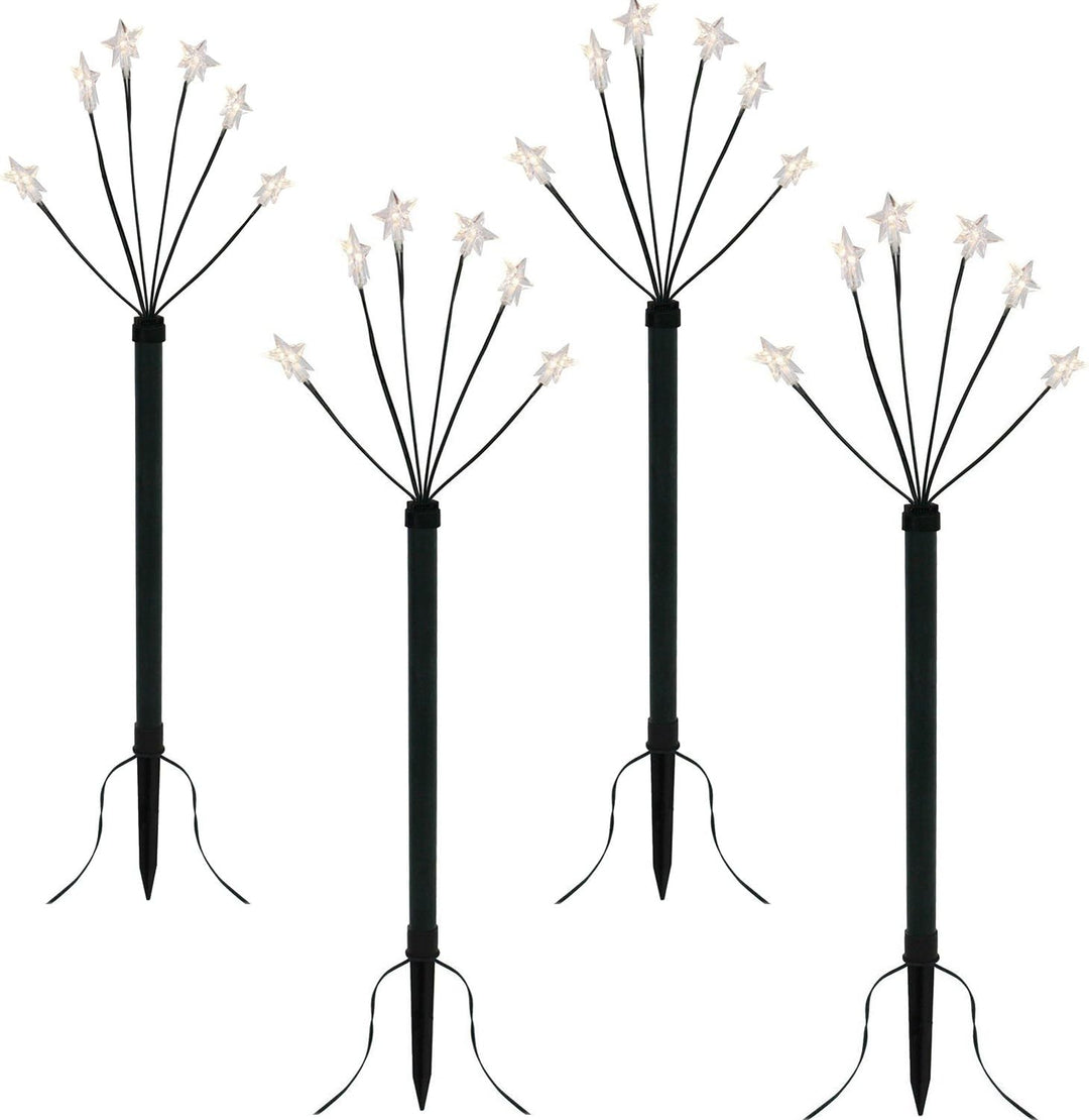 Mojawo LED - Gartenleuchtstäbe 'Stern' 4er Set 6 Lichter per Stab, inkl. Erdspiesse
