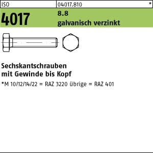 25 Sechskantschrauben ISO 4017 8.8 verzinkt M24x70