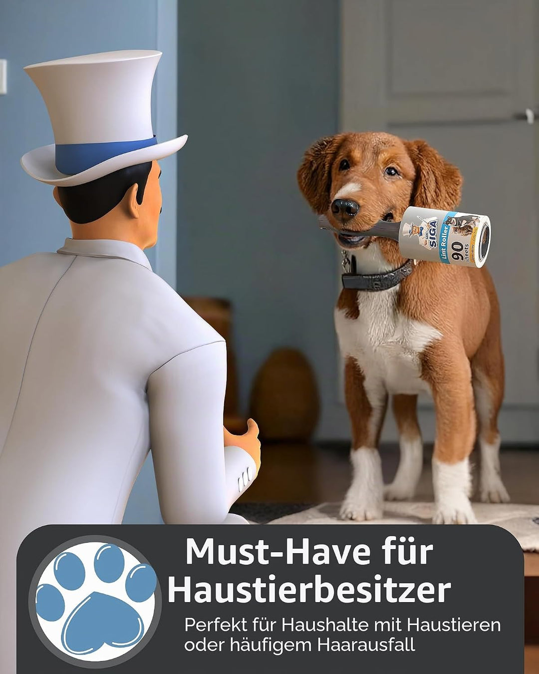 MR.SlGA Fusselrollen für Tierhaare Extra Klebrig, 720 Blätter, Fusselentferner für Kleidung, Möbel,