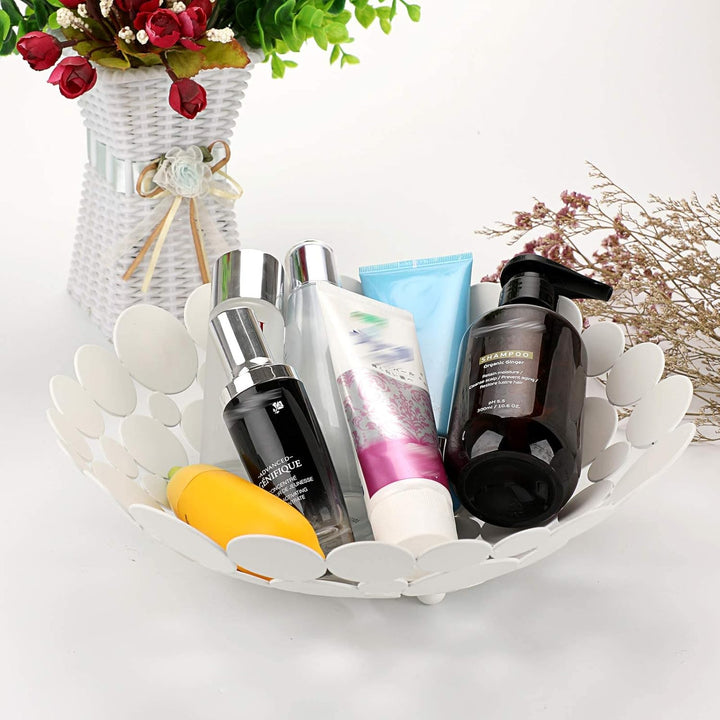 Rund Weiss Obstschale aus Eisen Modern Obstkorb Brotkorb Dekoschale Aufbewahrung für Brot Obst Gemüs