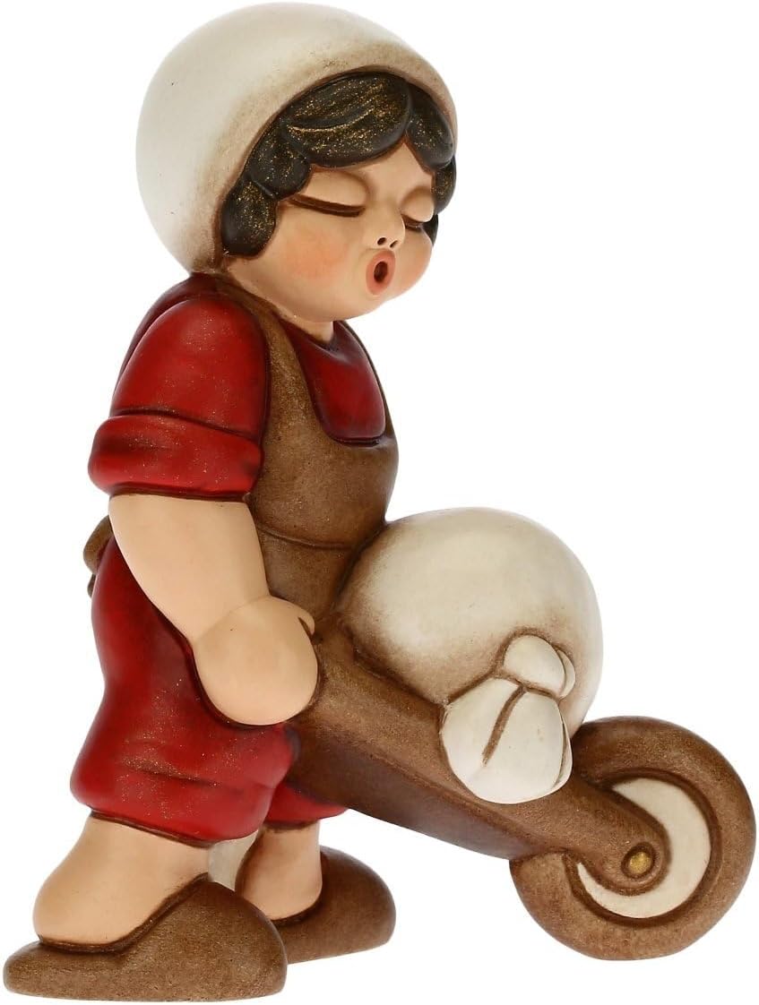 THUN - Figur Krippe Herren mit Schubkarre - Weihnachtsdekoration Haus - Linie Krippe, rote Variante