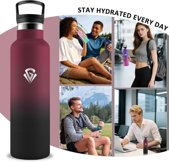 Trinkflasche Edelstahl- Wasserflasche 750ml- BPA-Frei- Thermosflasche mit Strohhalm- Isolierflasche