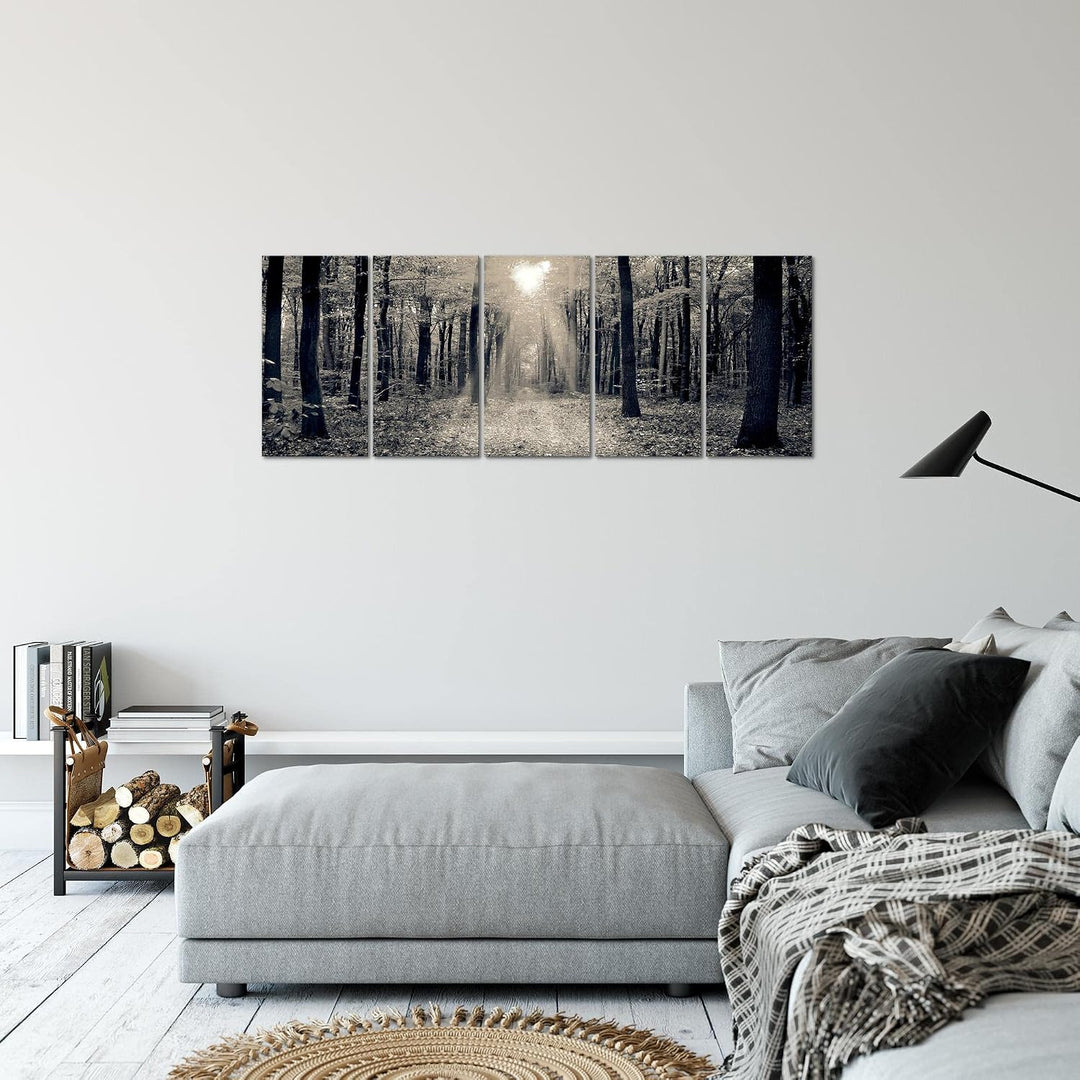 Runa Art Bild Wald Landschaft Wandbilder auf Vlies Leinwand 5 Teilig Wanddekoration Schlafzimmer Woh