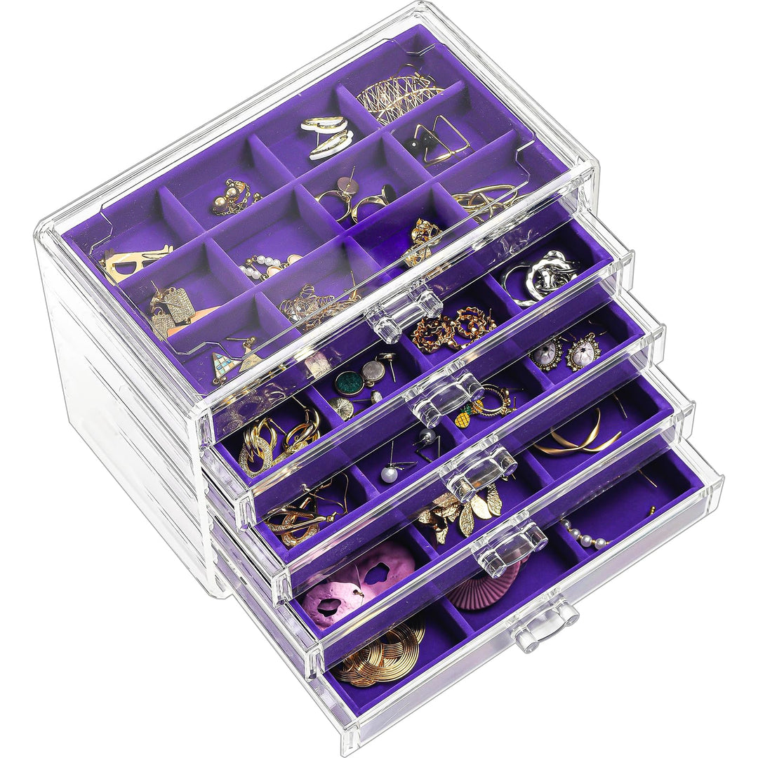 ProCase Acryl Schmuck Organizer Schmuckschatulle für Damen Durchsichtige Schmuckaufbewahrung Schmuck