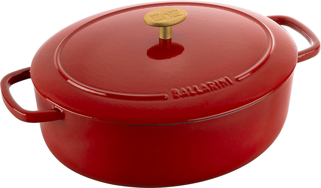 BALLARINI Bellamonte Auflaufform, Bräter, Dutch Oven, Emailliertes Gusseisen, Oval, 29 cm, 4,5 L, Ro