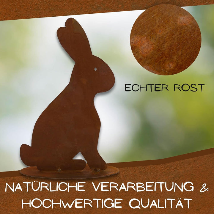 Rostikal Edelrost Osterhase 31cm - Wetterfeste Vintage-Gartendeko für das Osterfest im Shabby-Chic-S