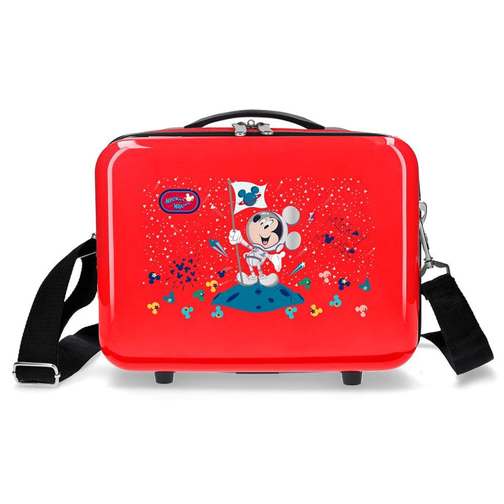 Disney Mickey on The Moon Kulturbeutel, anpassbar, mit Umhängetasche, Rot, 29 x 21 x 15 cm, starr, A
