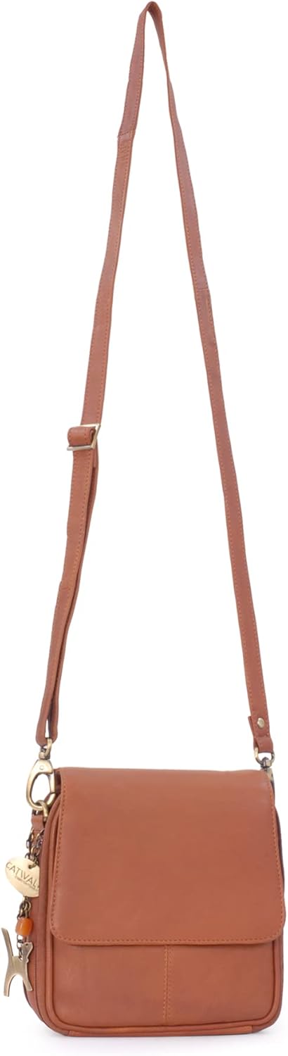 Catwalk Collection Handbags - Leder - Organizer/Umhängetasche/Schultertasche - TEAGAN Hellbraun, Hel