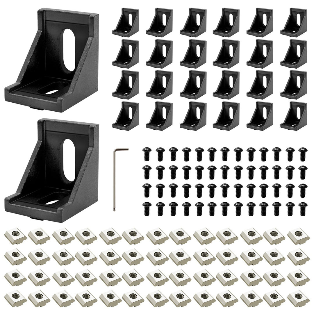 iMetrx 26Stück Befestigungsmaterial Winkel,Aluprofil 3030 Nut 6 Aluminium Winkelverbinder Eckwinkel