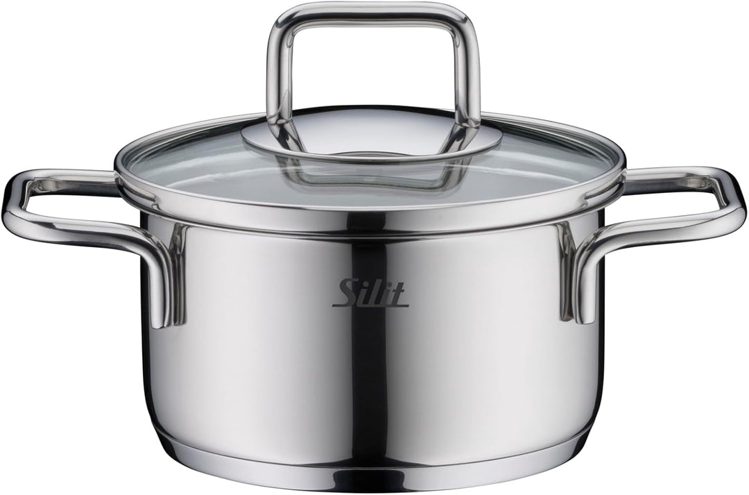 Silit Extra Cook Mini-Bratentopf 12 cm mit Glasdeckel, Innenskalierung, breiter Schüttrand, qualitat