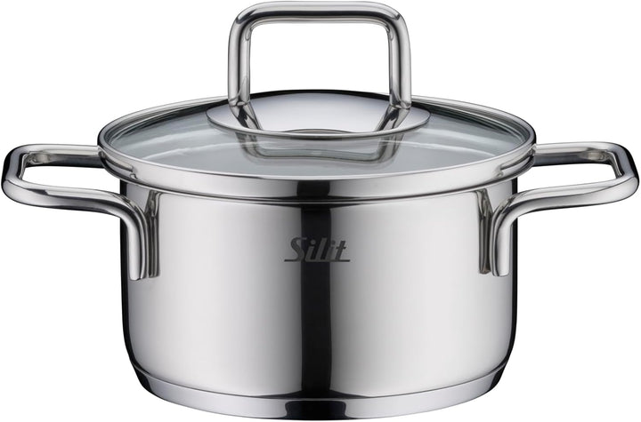 Silit Extra Cook Mini-Bratentopf 12 cm mit Glasdeckel, Innenskalierung, breiter Schüttrand, qualitat