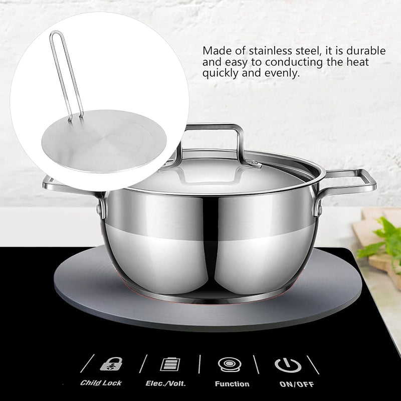 24cm Edelstahl Induktion Adapterplatte mit Abnehmbar Griff, Hitze Diffusor Induktions Platte Zwische