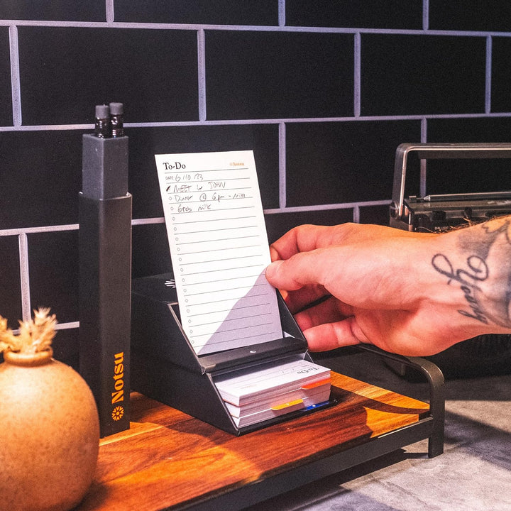 Notsu Centre Rise To-Do-Liste Kartenplaner Box Ständer Set | 50 faltbare To-Do vertikale Notizkarten