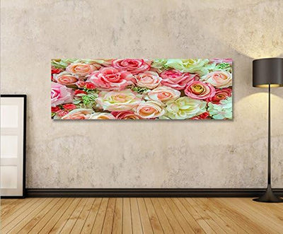 islandburner Bild Bilder auf Leinwand Rosen Pastell Deko Blumen Panorama XXL Poster Leinwandbild Wan