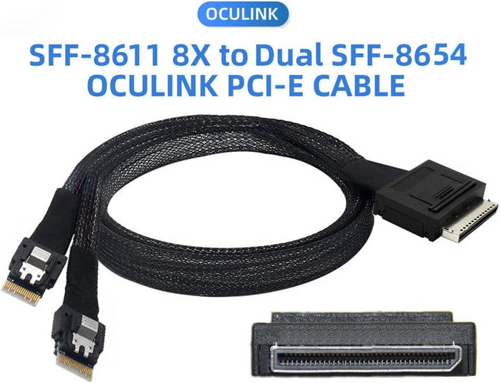 xiwai OCuLink PCIe PCI-Express SFF-8611 8x 8-Lane auf Dual SFF-8654 Slimline 4x SSD Daten Aktives Ka