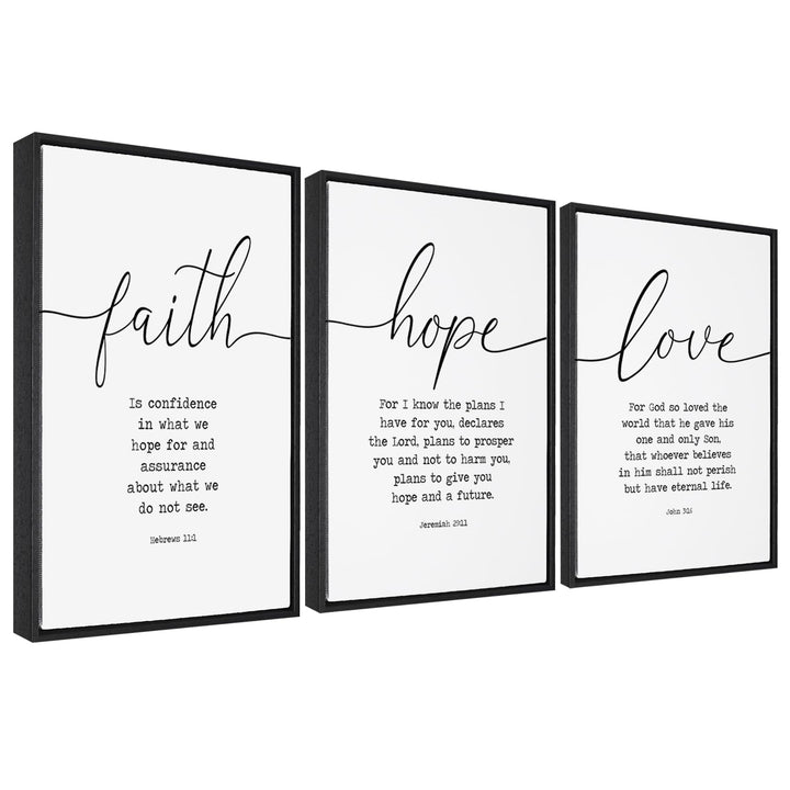 Leinwand-Kunstdruck mit Bibelversen Glaube Hoffnung und Liebe, 3-teilig, für Wohnzimmer, grosse Grös