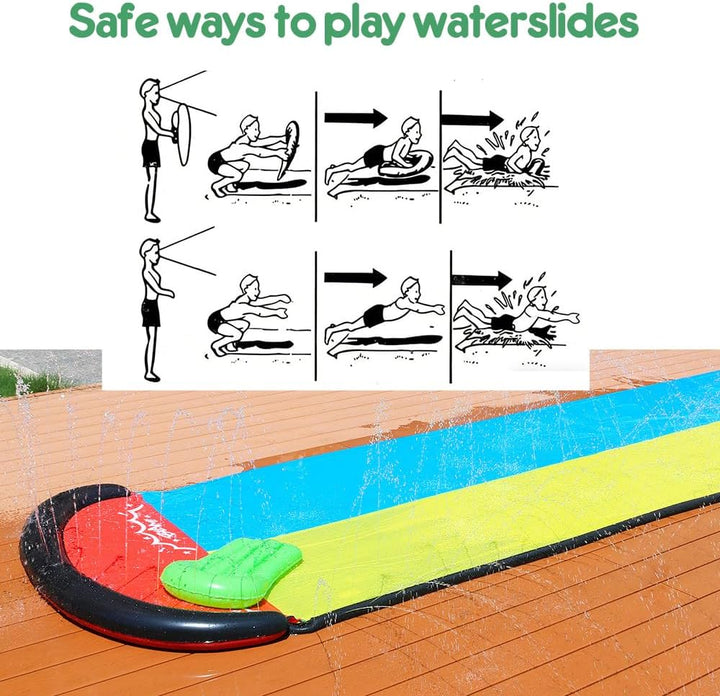 Wasserrutsche,188in x 54in (480 x 140 cm) Wasserrutsche Garten für Kinder mit 2 Bodyboards, Wassersp