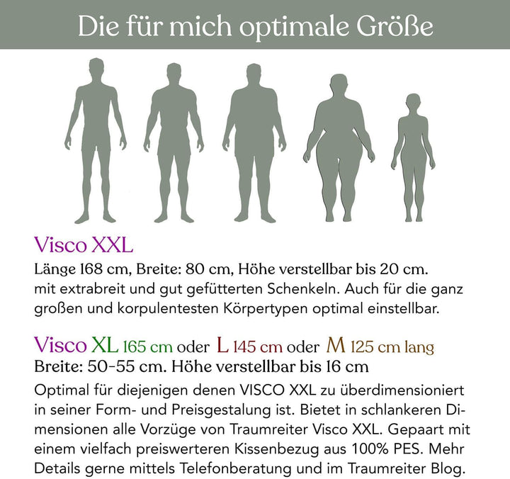 Traumreiter Visco XXL Seitenschläferkissen mit Bezug Baumwolle Braun - Hybrid Kissen + 2cm Memory Fo