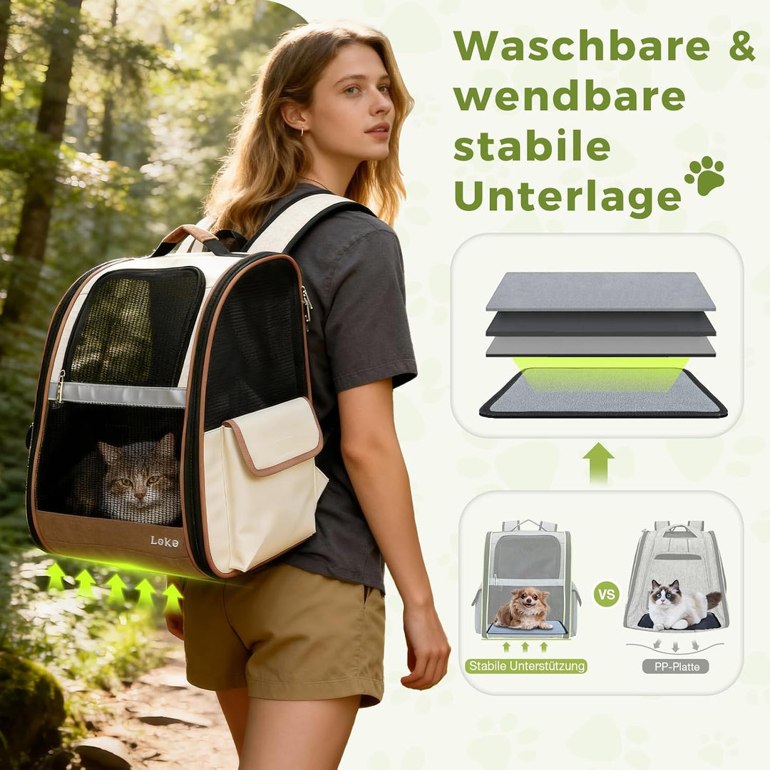 Lekesky Katzen Rucksack Hunderucksack für Mittel/Kleine Haustiere(2-8KG), KatzenRucksack mit Netzfen