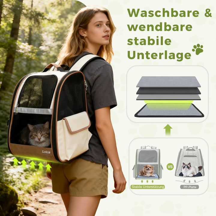Lekesky Katzen Rucksack Hunderucksack für Mittel/Kleine Haustiere(2-8KG), KatzenRucksack mit Netzfen