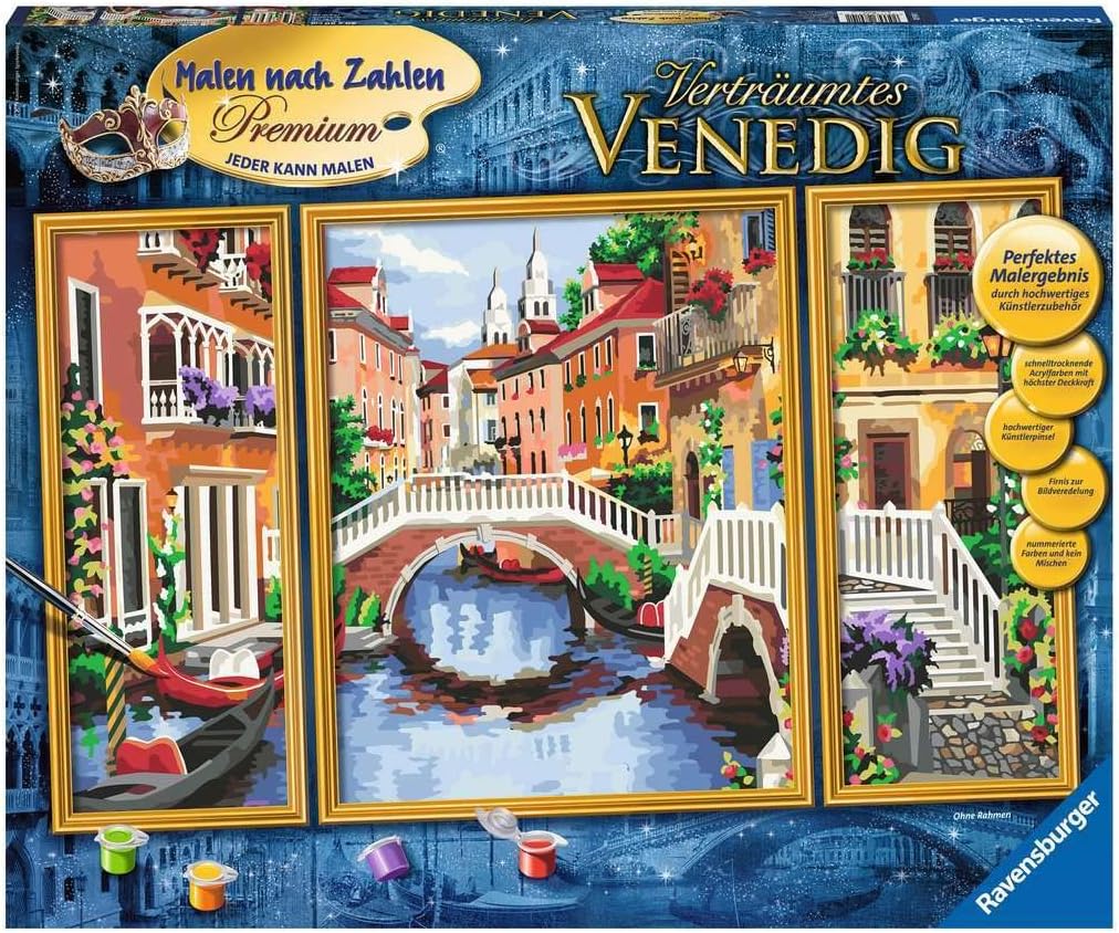 Ravensburger Malen nach Zahlen 28914 - Verträumtes Venedig - Perfektes Malergebnis durch hochwertige