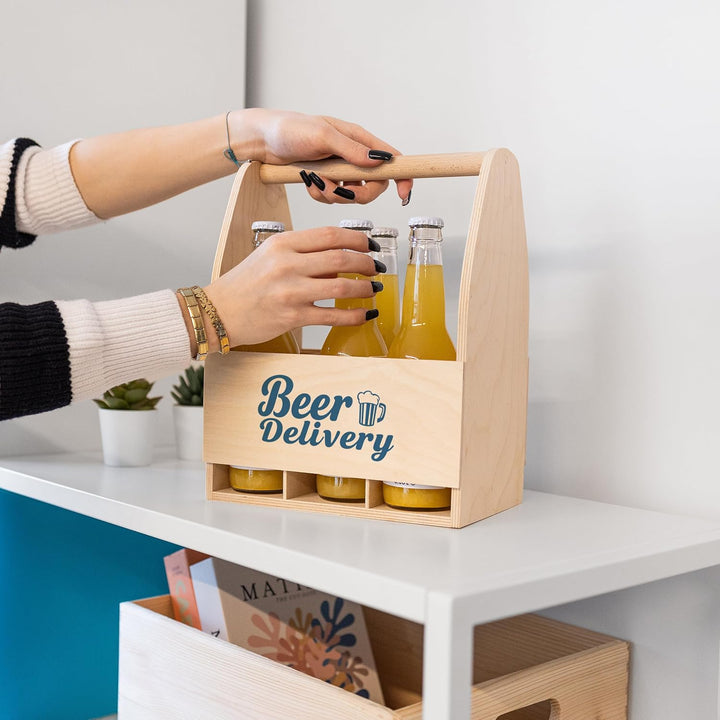 Creative Deco Flaschenträger Holz für 6 Bierflaschen | Personalisierte Geschenke Fotogeschenke Dein