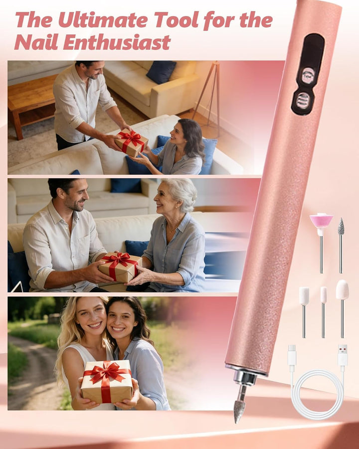 Professioneller Elektrischer Nagelfräser, Tragbare Nagelfeile für Acryl und Gelnägel, USB-Aufladbar,