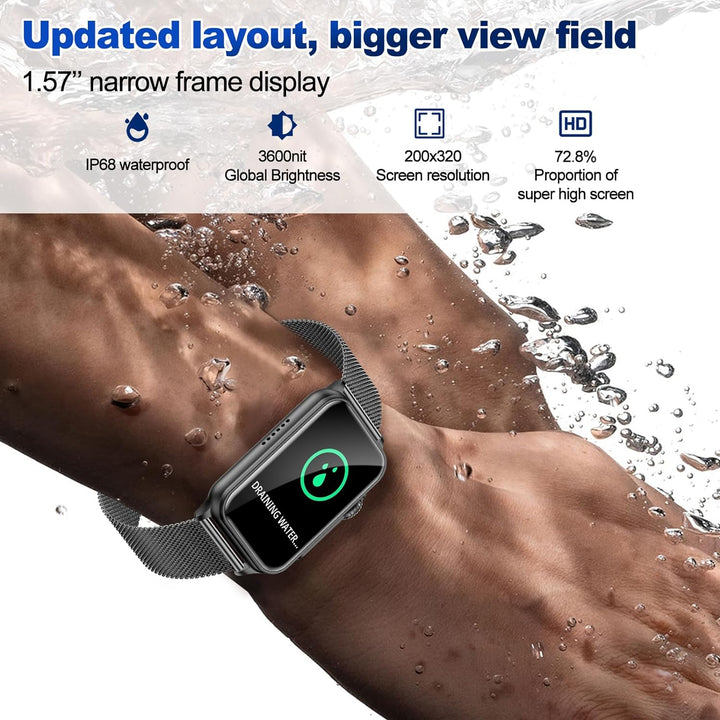 Ruopoem Smartwatch Damen mit Telefonfunktion 1,57 Zoll Fitnessuhr Damen mit 130 Sportmodi AI Voice I