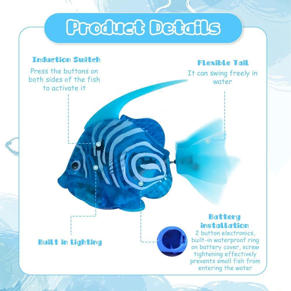 Mineup 4 Stück Roboter Fisch, Robo Fish, Elektrische Fische mit Leuchtende, Elektronischer Haustier