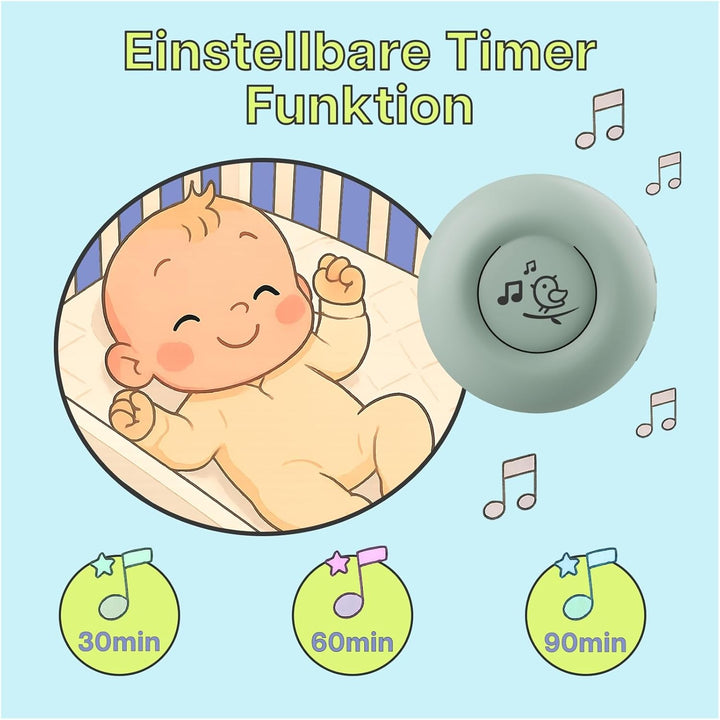 White Noise Machine Baby von MMOBIEL – mit 20 beruhigenden Klängen, Schrei-Sensor, Timer & USB-C – T