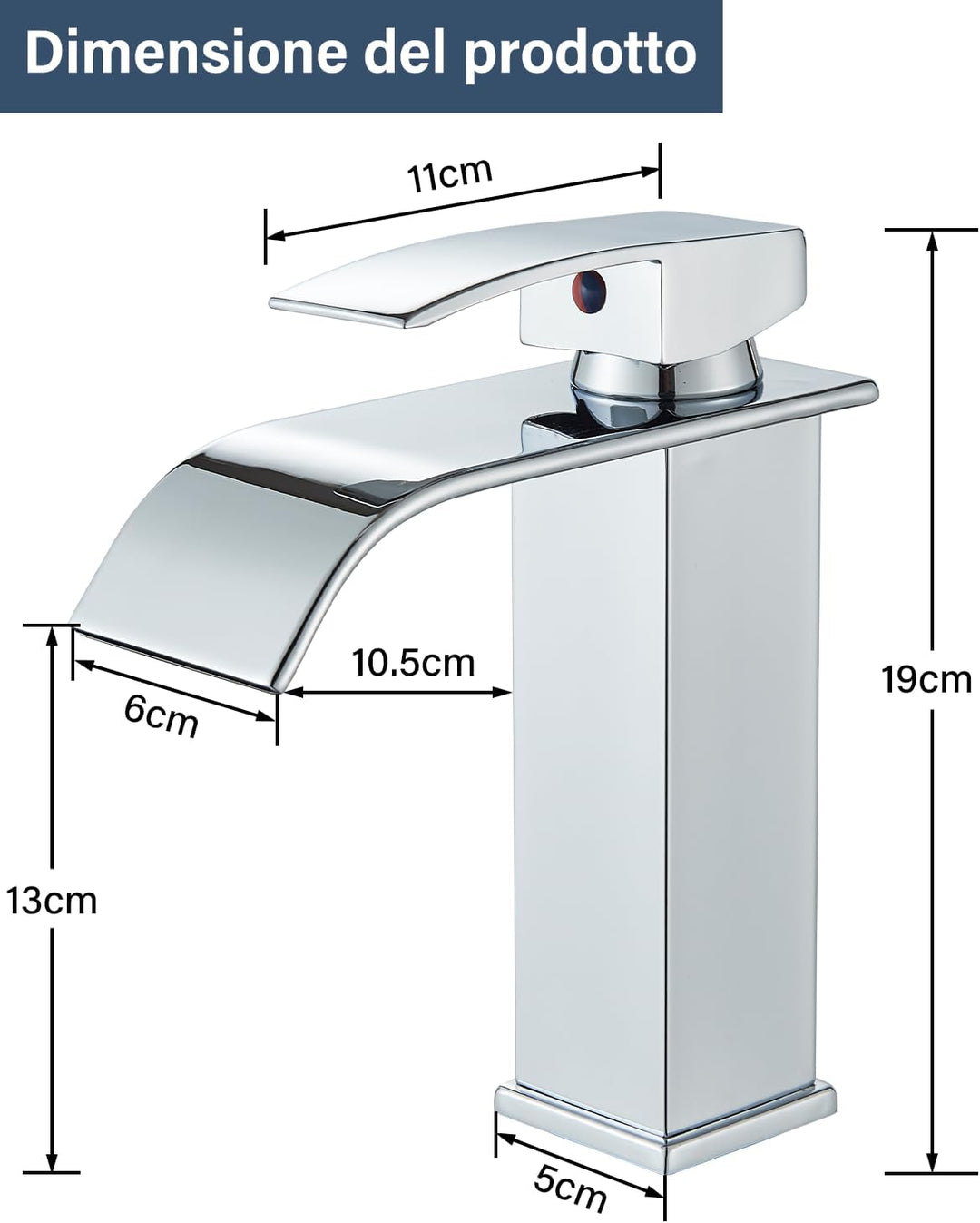 JUNSNEHNG Badmischer, Einhebelmischer für heisses und kaltes Wasser, Wasserfall-Waschtischmischer Ga