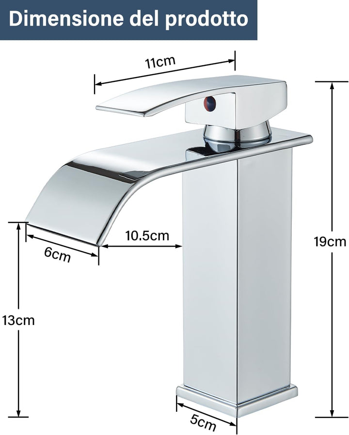JUNSNEHNG Badmischer, Einhebelmischer für heisses und kaltes Wasser, Wasserfall-Waschtischmischer Ga