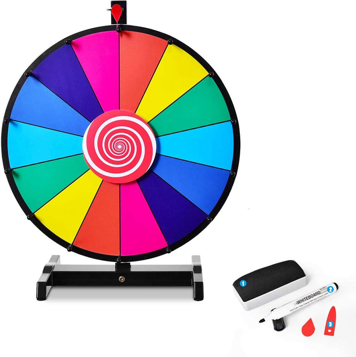 DREAMADE Glücksrad zum drehen, Tischglücksrad für Lotteriespiele Wheel of Fortune Bunt, Preisrad mit