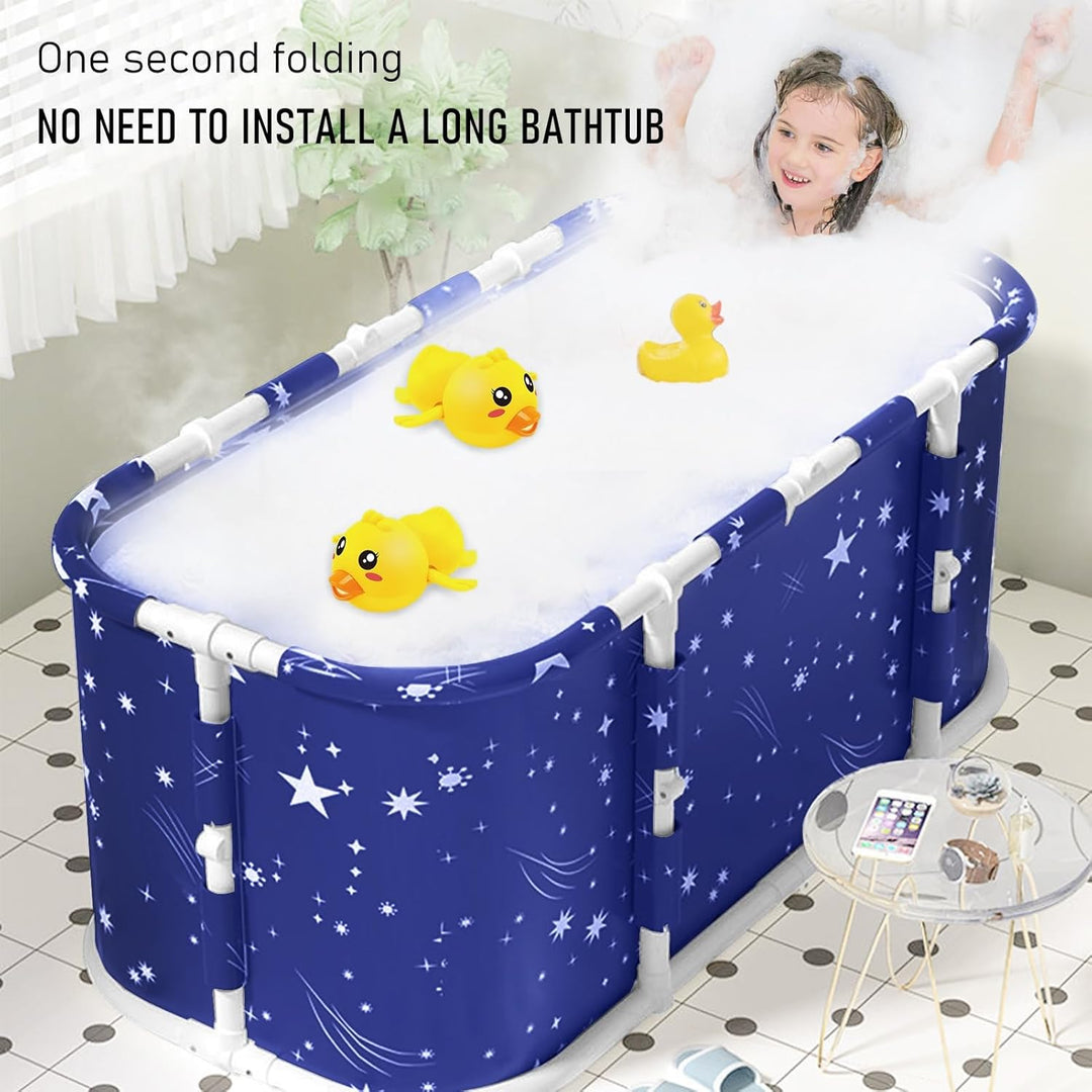 Faltbare Badewanne für Erwachsene, freistehende Badewanne mit Plastikrahmen, 115 x 60 x 50 cm Surrou