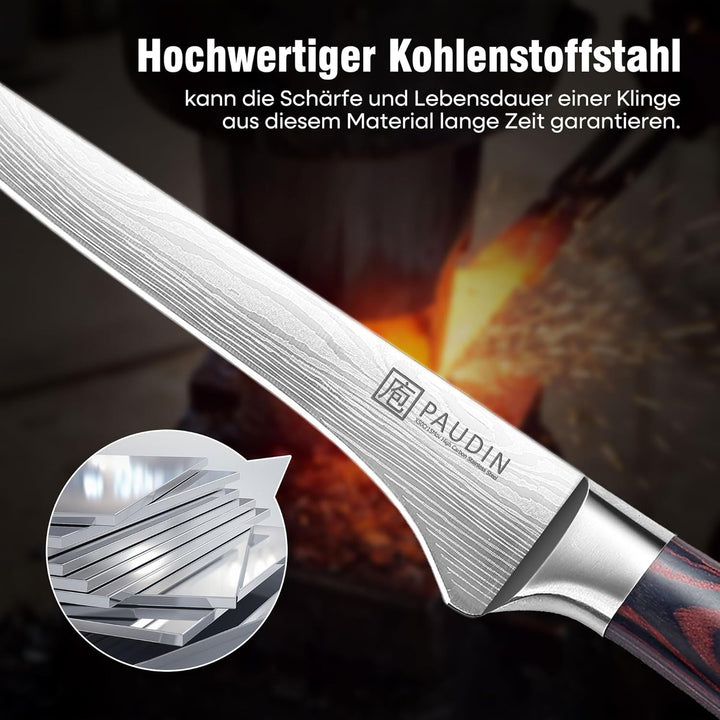 PAUDIN 15cm Filetiermesser Küchenmesser aus hochwertigem Edelstahl, Professional Kochmesser mit Scha
