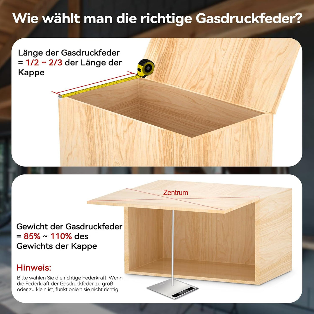 Vepagoo Universal 600MM 550N 55Kg Gasdruckfeder für Wohnmobil Bett Boot Bett Abdeckung Tür Deckel Bo