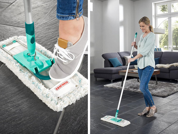 Leifheit rückenschonender Bodenwischer Profi XL micro Duo mit Aluminiumstiel 140cm, Wischmopp zum Lö