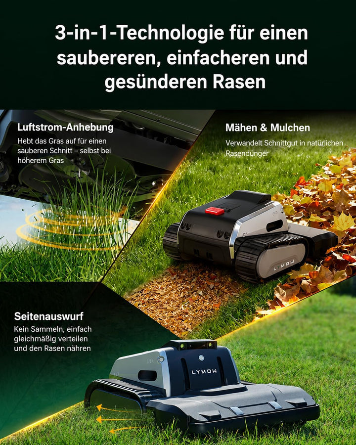 Lymow One Plus Mähroboter ohne Begrenzungskabel für 7000 m², KI-Hindernisvermeidung, 45° Steigung, S