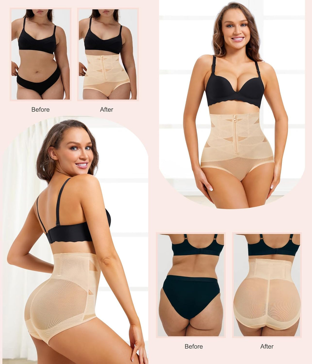 KUMAYES Damen Shapewear Bauchweg Unterhose Hoher Taille Nahtlose Miederhose Unterwäsche Bauchkontrol