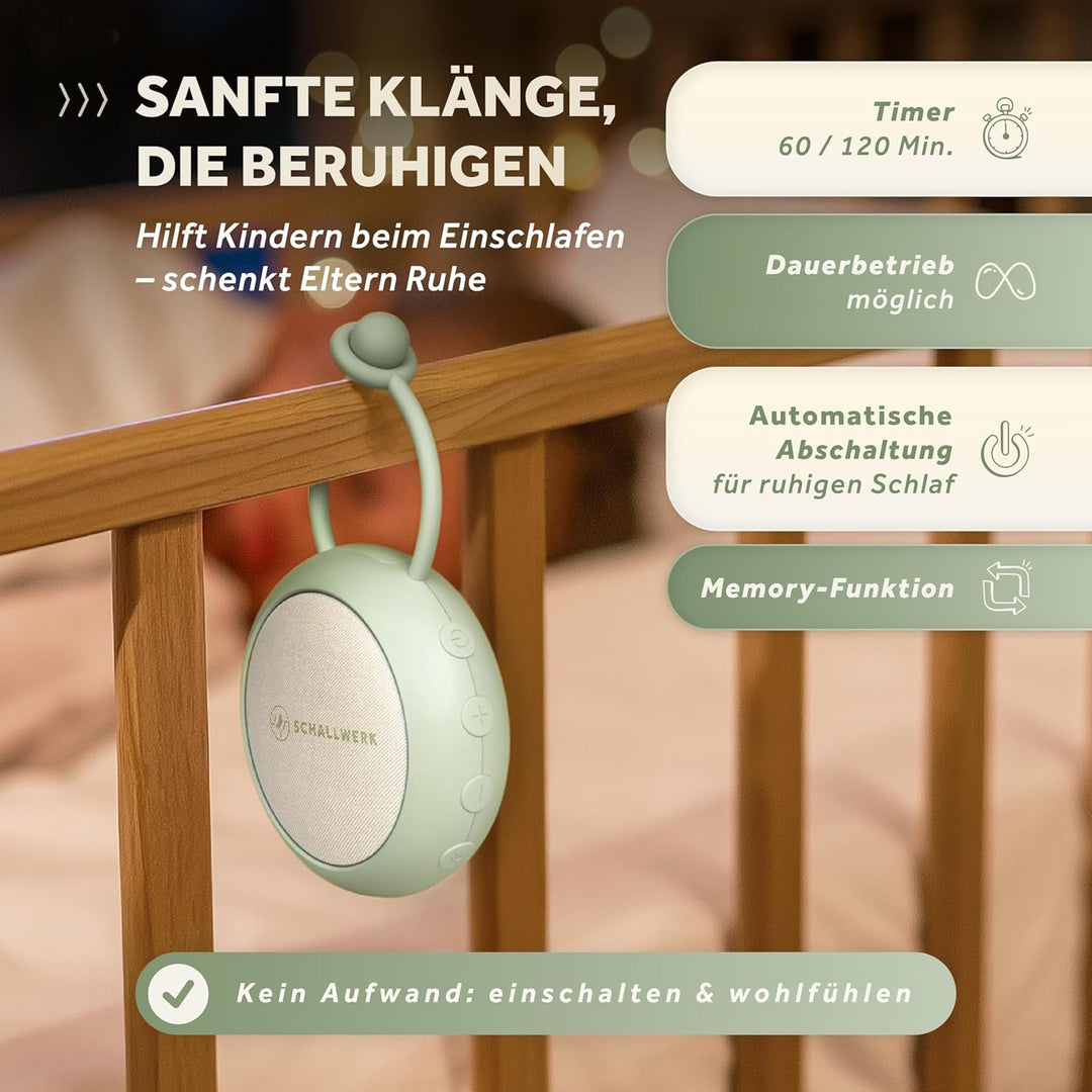 Schallwerk ® White Noise Machine Baby – Einschlafhilfe für Babys & Erwachsene mit weissem Rauschen,