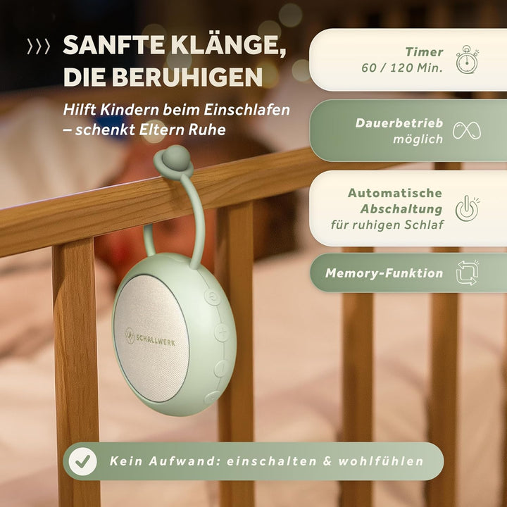 Schallwerk ® White Noise Machine Baby – Einschlafhilfe für Babys & Erwachsene mit weissem Rauschen,