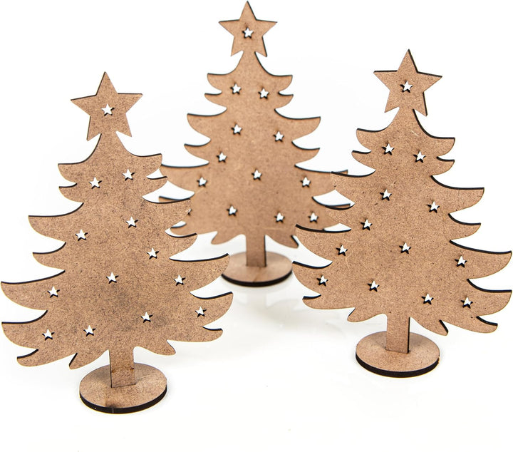 Logbuch-Verlag 9 kleine Weihnachtsbäume aus Holz - Baum Miniatur flach zum Stecken - Kundengeschenk