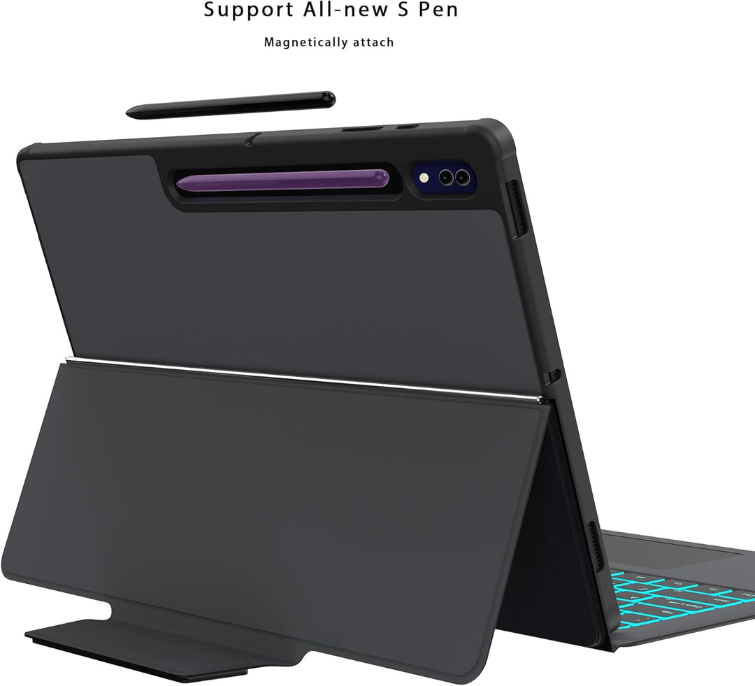 für Samsung Galaxy Tab S10 Ultra/S9 Ultra/S8 Ultra 14,6 Zoll Tastatur Hülle - 7 Farbige Beleuchtete