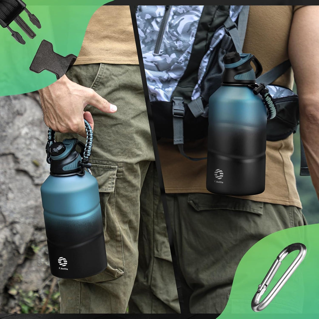 FJbottle Edelstahl Trinkflasche 1,9L mit Magnetischem Deckel, BPA FREI auslaufsichere Doppelwandig T