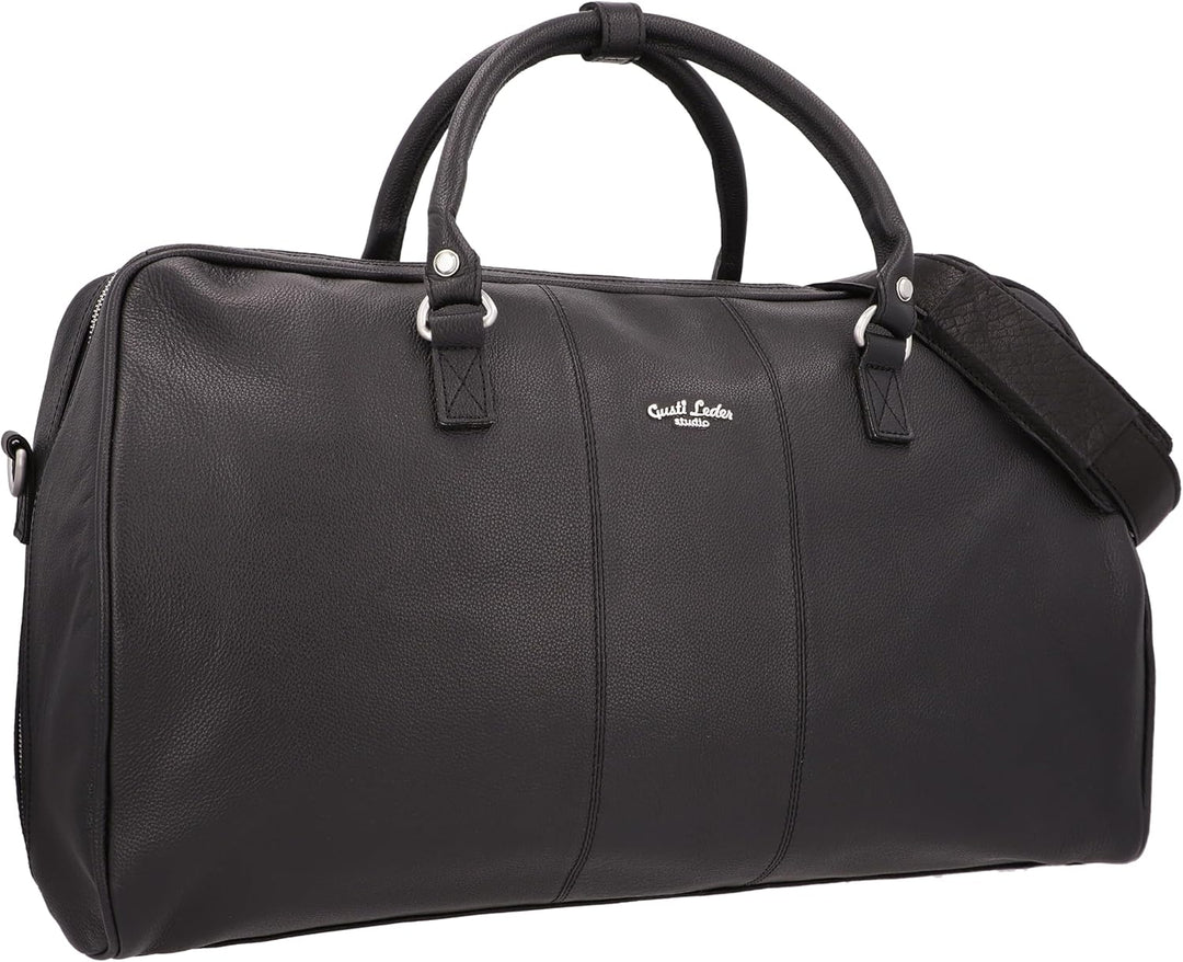 Gusti Reisetasche Leder-Valter Weekender Sporttasche Handgepäck Ledertasche Schwarz Leder, Schwarz