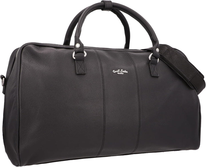 Gusti Reisetasche Leder-Valter Weekender Sporttasche Handgepäck Ledertasche Schwarz Leder, Schwarz