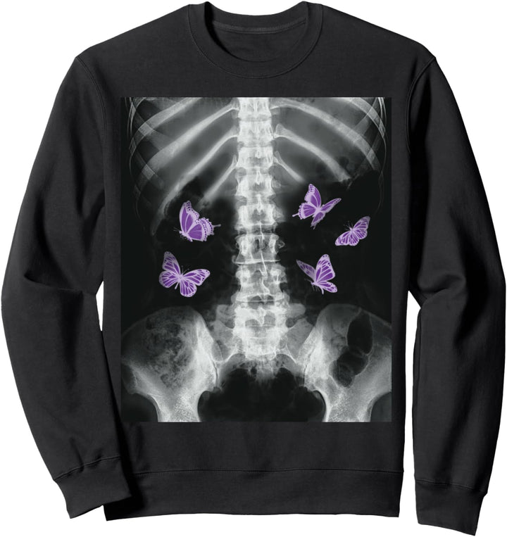 Egirl Xray Skelett Pink Schmetterling Harajuku y2k Dark Grunge Sweatshirt
